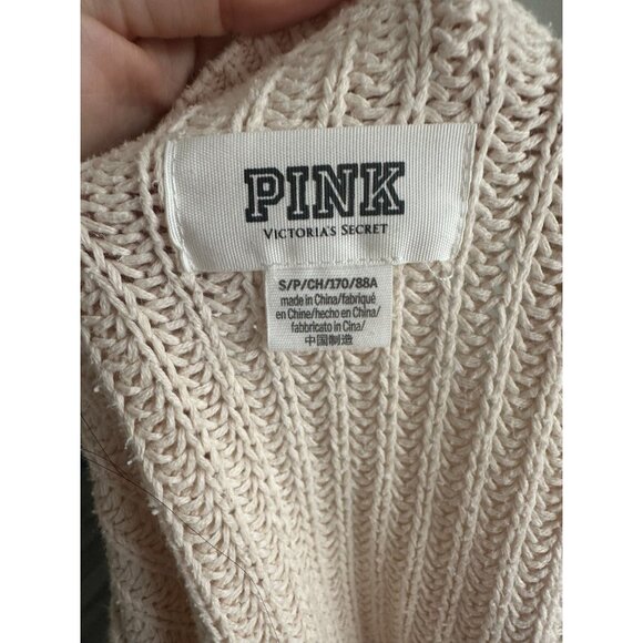 VS PINk Cream Cable Knit V Neck Sweater Size Small - Picture 5 of 6